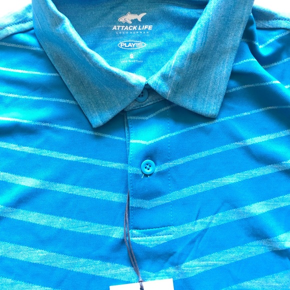 Attack Life By Greg Norman Men's Ombre Chevron Jacquard Polo, Calypso Blue, S - Picture 4 of 6